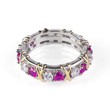 Халка с розови и бели циркони